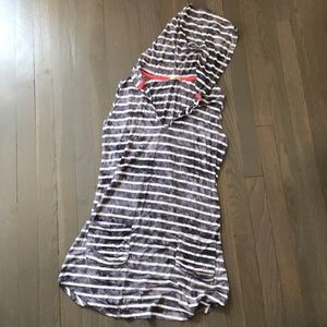 Navy and white striped hooded beach cover up 🌞